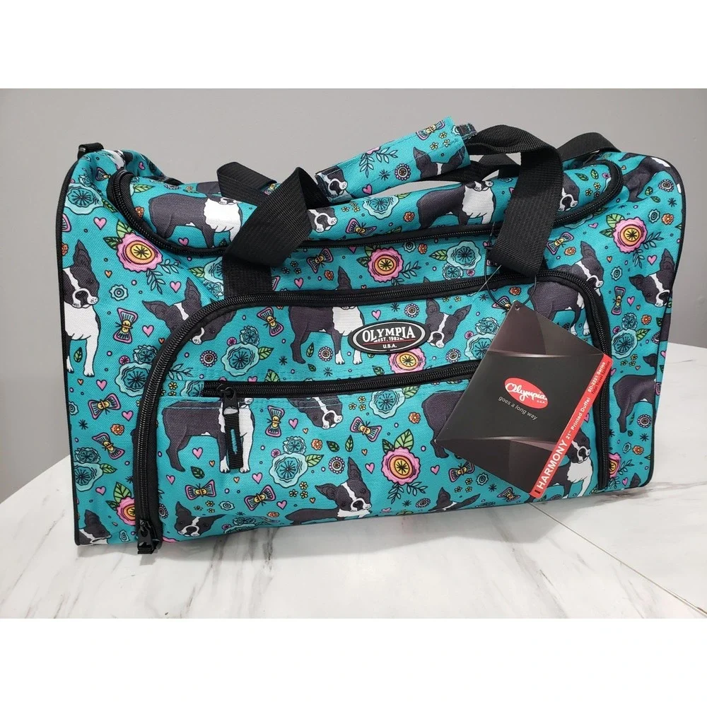 NEW Olympia USA Duffel Travel Gym Bag French Bulldog Frenchie Boston Terrier Dog